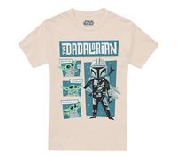 (S, Natural) Star Wars Unisex Adult Father Dadalorian Grogu Retro T-Shirt