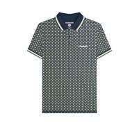 (S, Navy/Basil) Lambretta Mens Geometric Polo Shirt