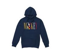 (S, Navy) Disney Mens Mickey Mouse Multicolour Name Hoodie