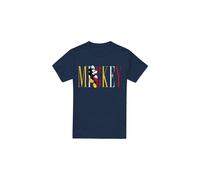 (S, Navy) Disney Mens Mickey Mouse Multicolour Name T-Shirt