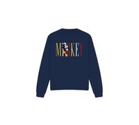 (S, Navy) Disney Unisex Adult Mickey Mouse Multicolour Name Sweatshirt