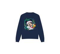 (S, Navy) Disney Unisex Adult Mickey Mouse Wreath Christmas Sweatshirt
