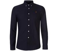 (S, Navy) Farah Mens Vintage Oxford Long-Sleeved Button-Down Shirt