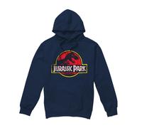 (S, Navy) Jurassic Park Unisex Adult Distressed Logo Hoodie