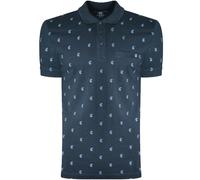 (S, Navy) Lambretta Mens Paisley AOP Casual Cotton Short Sleeve Polo Shirt Top Tee - Navy