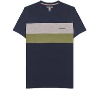 (S, Navy) Lambretta Mens Panelled Casual Cotton Crew Neck Short Sleeve T-Shirt Top Tee