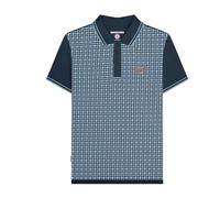 (S, Navy) Lambretta Mens SS24 Houndstooth Polo Shirt