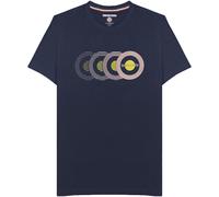 (S, Navy) Lambretta Mens Target Fade Graphic Crew Neck Short Sleeve T-Shirt Tee Top