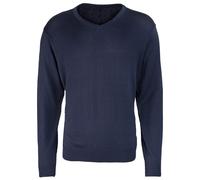 (S, Navy) Premier Mens V-Neck Knitted Sweater