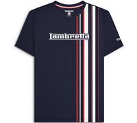 (S, Navy/Red/White) Lambretta Mens Multi Stripe Short Sleeve Crew Neck Cotton T-Shirt Top Tee