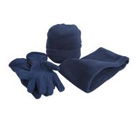 (S, Navy) Result Unisex Active Fleece Anti-Pill Winter Hat, Gloves & Neckwarmer Set