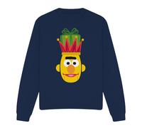 (S, Navy) Sesame Street Unisex Adult Bert Nutcracker Christmas Sweatshirt
