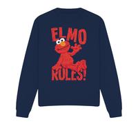 (S, Navy) Sesame Street Unisex Adult Rules Elmo Sweatshirt