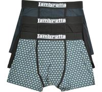 (S, Navy/Silver/Black) Lambretta Mens Target 3 Pack Boxer Shorts