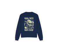 (S, Navy) Star Wars Unisex Adult Yoda Best Dad Comic Sweatshirt