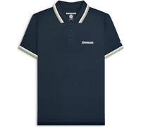 (S, Navy/White/Stone/Basil) Lambretta Mens Target Triple Tipped Retro Polo Shirt