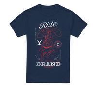 (S, Navy) Yellowstone Mens Ride For The Brand Cowboy T-Shirt