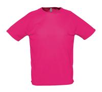 (S, Neon Pink) SOLS Mens Sporty Short Sleeve Performance T-Shirt