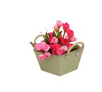 (S) New Flower Pots Pastoral Style Colored Iron Leather Flower Pots Creative Rectangular Buckets