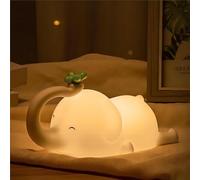 S NMT Cute Elephant Silicone Night Light LED Novelty Lamp 3 Level Dimmable Nursery Nightlight USB Rechargeable Timing Sleeping Lamp for Baby Kids Decor