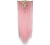 S-noilite® 17-26 Inches(43-66cm) 8pcs Long Full Head Clip In Hair Extensions Extension Sexy Lady Fashion Choice 60 Colors Cosplay Hairpiece (26 Inches-Straight, Light Pink)
