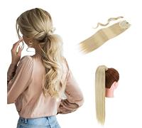 S-noilite® 23" Clip in hair extensions Wrap Around Ponytail Long Straight Hairpiece (23 inches, Ash Blonde mix Bleach Blonde)