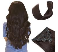 S-noilite Clip in Hair Extensions Real Human Hair 20 Inch Clip in Extensions Human Hair #2 Dark Brown 100% Remy Hair Extensions Straight Double Weft Full Head 150g 8pcs