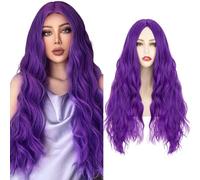 S-noilite Costume Wigs Curly Hair 24 inch Long Heat Resistant Cosplay Full Wig Middle Part for Women Party Halloween Fancy Dress,Purple