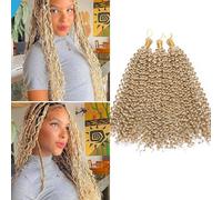 S-noilite Curly Braiding Hair,Marlybob Crochet Braids Hair Extensions 14 Inch Deep Wave Afro Kinky Jerry Curl Pre Stretched Ombre Braiding Hairpiece for Black Women,3 Pack 300g,Ash Blonde