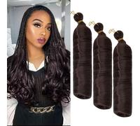S-noilite French Curl Braiding Hair, 24 inch, 3 Pack, Loose Wavy Spiral Curly Crochet Hair, Deep Wave Synthetic Extensions, Medium Brown