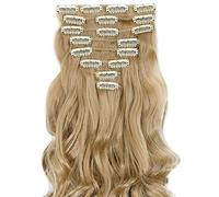 S-noilite® Hot Fashion 17" Curly Long Clip in Hair Extensions Full Head 8Pcs Hairpiece (17" Curly, Ash Blonde)