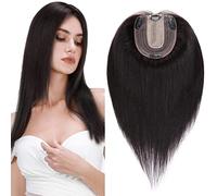 S-noilite Human Hair Toppers for Thinning Hair Women Real Hair Topper Hair Piece Clip in Toupee 100% Remy Real Human Hair 27g(#1B Natural Black, 6 Inch)