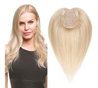 S-noilite Human Hair Toppers for Thinning Hair Women UK Topper Hair Piece Clip in Toupee 100% Remy Real 27g(#18/613 Ash Blonde and Bleach Blonde, 6 Inch)