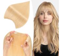 S-noilite Invisible Hair Extensions Human Hair Bleach Blonde Wire Extensions Real Hair One Piece Fish Line 14 Inch 60g