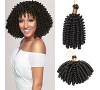 S-noilite Jamaican Bounce Crochet Hair 6 inch,Jumpy Wand Curls Short Pre Looped Curly Crochet Braids Hair-Extension Synthetic for Black Women,1 pack 60g,Natural Black