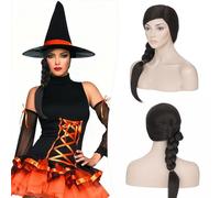 S-noilite Long Black Braids Cosplay Wig 23 Inch Synthetic Hair Full Wigs for Women Halloween Costume Party Wig Fancy Dress
