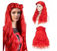 S-noilite Long Curly Red Cosplay Wig with 2 Buns 25 inch Synthetic Hair Wigs for Halloween Costume Women