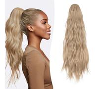 S-noilite Long Drawstring Ponytail Thick Big Wavy Wave Pony Tail Hairpieces 26 inch Synthetic Clip in Hair Extension for Women Girl Daily Use - mix Ash Blonde
