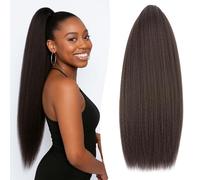 S-noilite Long Drawstring Ponytail Thick Kinky Yaki Straight Pony Tail Hairpieces 24 inch Synthetic Clip in Hair Extension for Black Women Girl Daily Use - Dark Brown