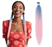 S-noilite Long EZ Braids Pre-Stretched Easy Braiding Hair Extensions for Crochet Box Twist Braids Ombre Yaki Texture Synthetic Hair Hot Water Setting,26 Inch 1Pack 90g,Blue to Pink