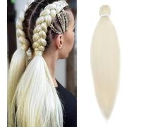 S-noilite Long EZ Braids Pre-Stretched Easy Braiding Hair Extensions for Crochet Box Twist Braids Ombre Yaki Texture Synthetic Hair Hot Water Setting,26 Inch 1Pack 90g,Bleach Blonde