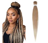 S-noilite Long EZ Braids Pre-Stretched Easy Braiding Hair Extensions for Crochet Box Twist Braids Ombre Yaki Texture Synthetic Hair Hot Water Setting,26 Inch 1Pack 90g,Ash Brown to Bleah Blonde