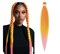 S-noilite Long EZ Braids Pre-Stretched Easy Braiding Hair Extensions for Crochet Box Twist Braids Ombre Yaki Texture Synthetic Hair Hot Water Setting,26 Inch 1Pack 90g,Orang to Yellow to Pink