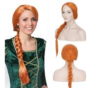 S-noilite Long Orange Braids Cosplay Wig 28 Inch Synthetic Hair Full Wigs for Women Halloween Costume Party Wig Fancy Dress