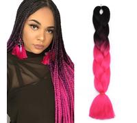 S-noilite Ombre 4 Tones Braiding Hair Extensions - Jumbo Braids - 24",1 Bundles - Black to Peach Pink