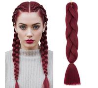 S-noilite Rainbow Jumbo Braiding Hair Extensions Colorful Braide Hairpiece for Box Twist Braids,24 inch 1pc 100g,Long Ombre Crochet Synthetic Hair,Wine Red