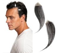 S-noilite Temple Hair Patch 100% Human Hair for Hairline Coverage Front Hairline Triangular Toupee Patch for Men & Women invisible Natural Black (2PCS - 3x3x4cm)
