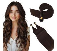 S-noilite U Tip Hair Extensions Real Human Hair Dark Brown Pre Bonded Hair Extensions Hot Fusion Keratin Bond 18 Inch 25g/25s #2