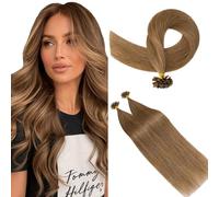 S-noilite U Tip Hair Extensions Real Human Hair Light Brown Pre Bonded Hair Extensions Hot Fusion Keratin Bond 16 Inch 25g/25s #6