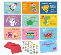 S&O 36 Funny Valentines Cards for Kids Classroom - School Valentines with Envelopes for Kids - Cartoon Card Stickers - Double Sided Cards for Boys & Girls - 3.5" x5”